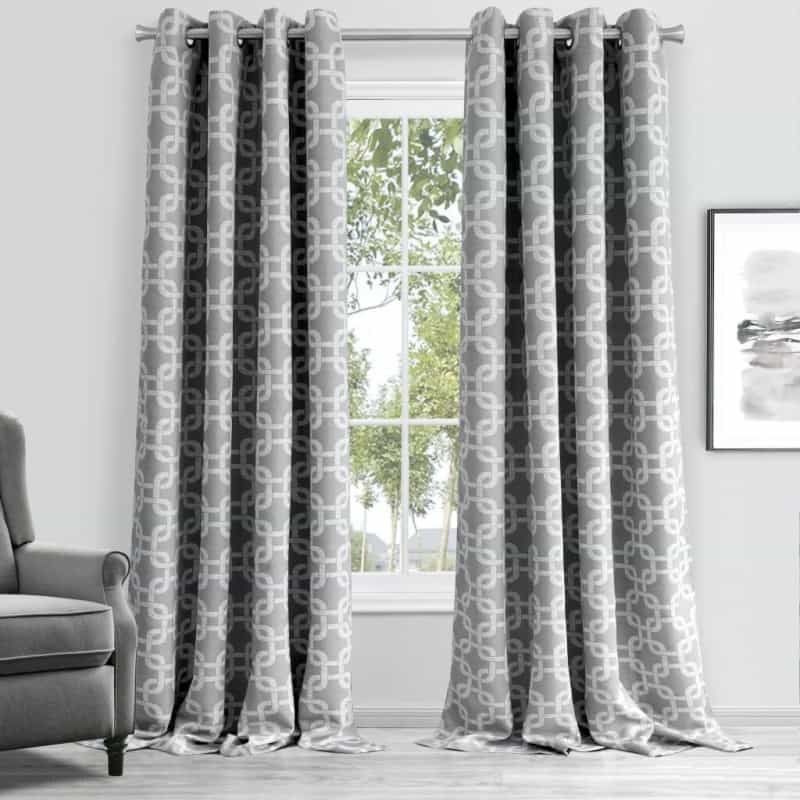 84" Silver Interlock Pattern Window Curtain Panel
