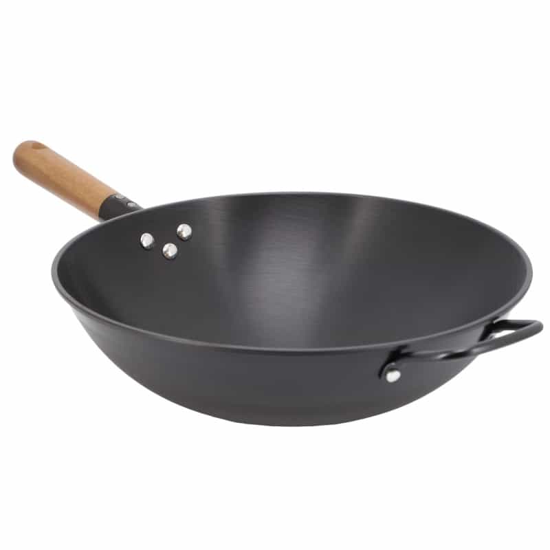 Gibson Home Welton 13.5 Inch Carbon Steel Wok With Wood Handle In Black
