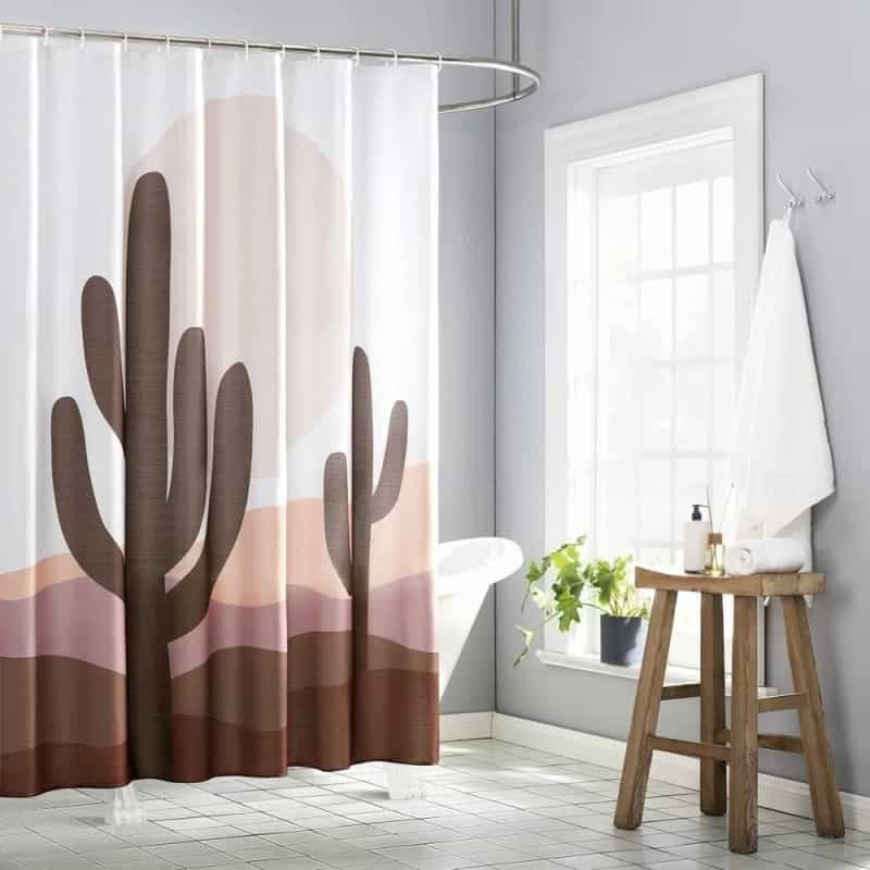 72-In. Desert Cactus Sunset Brown Red Tan Southwest Shower Curtain