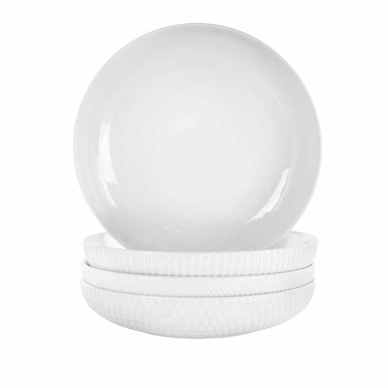 Elama Esme 4 Piece Porcelain Assorted Bowl Set In White