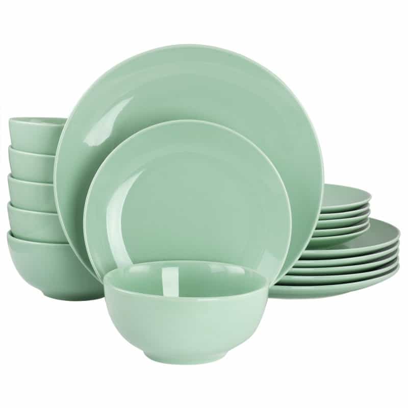 Elama Luna 18 Piece Porcelain Dinnerware Set In Mint