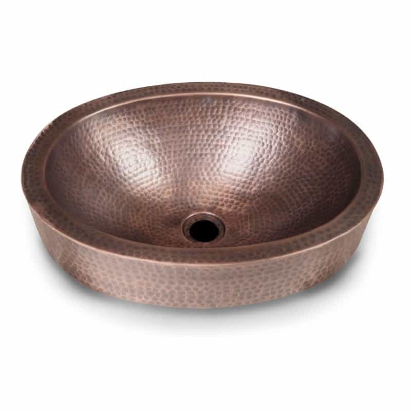 Oval Hammered Copper Bathroom Sink Drop-In Or Vessel