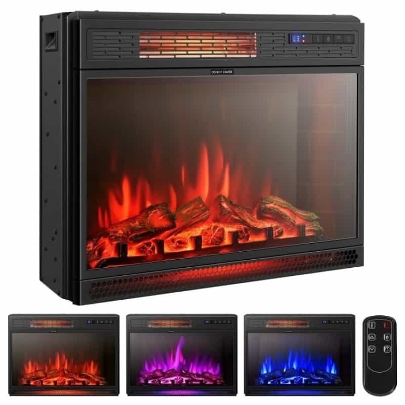 25 Inch 3 Flame Colors Recessed Electric Heater