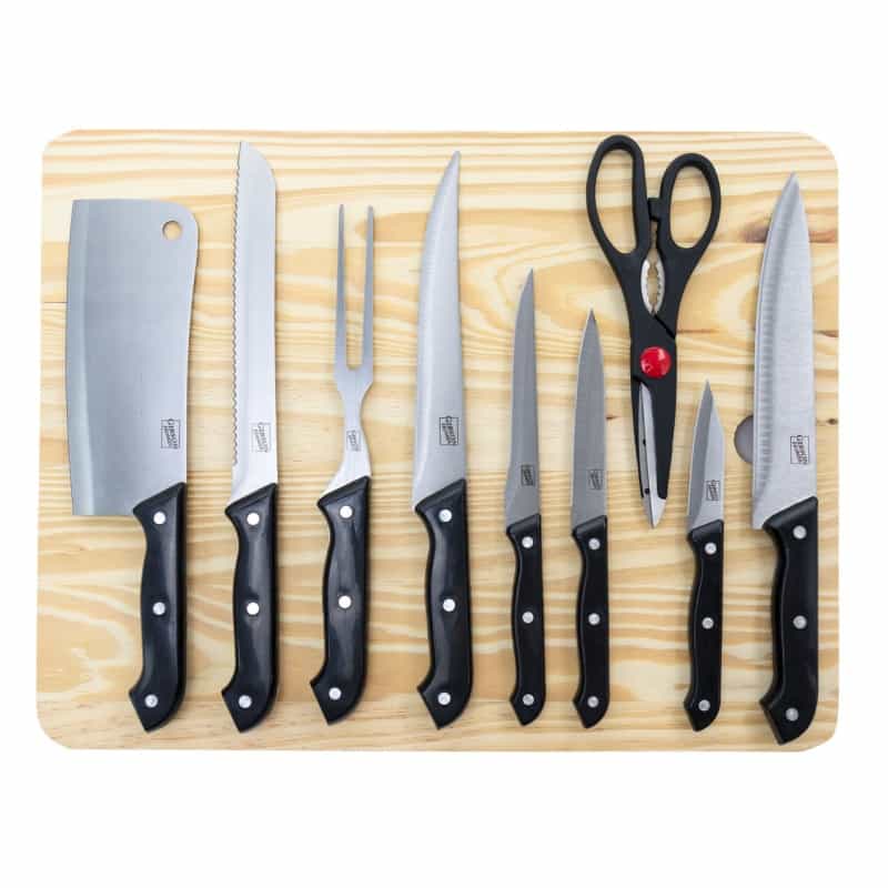 Gibson Home Wildcraft 10 Piece Cutlery Set With Wooden Cutting Board