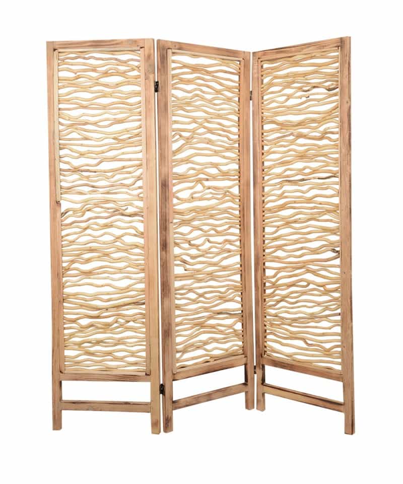 60 X 69 Brown 3 Panel Wood Foldable Screen