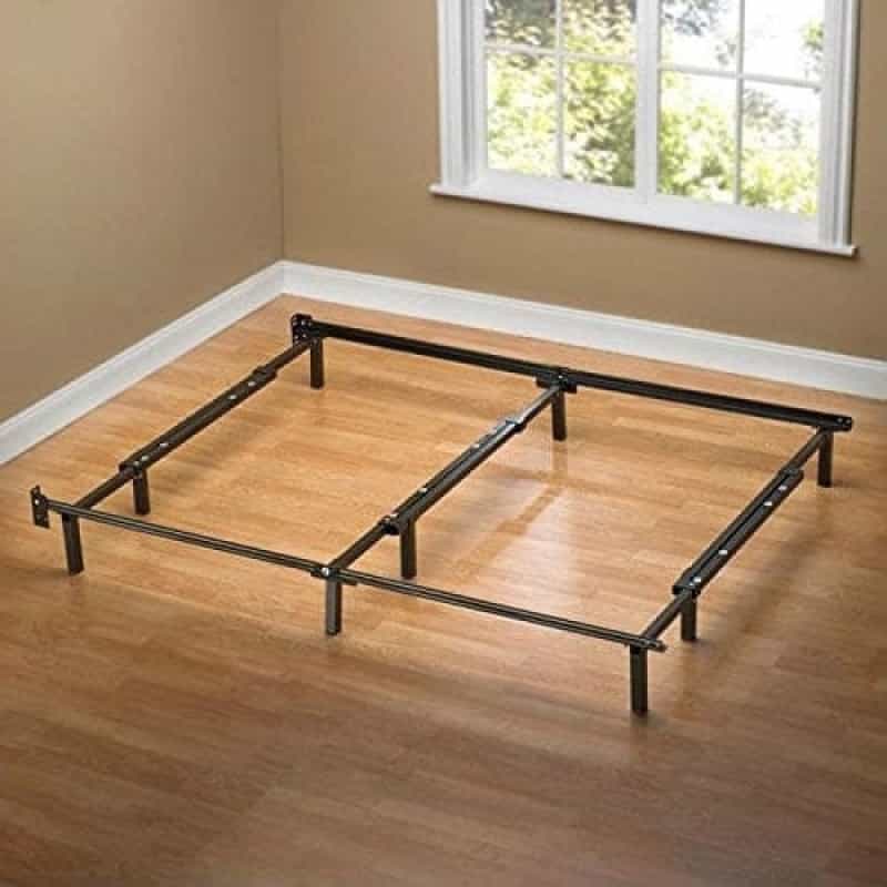 King Size 9-Leg Adjustable Metal Bed Frame With Headboard Brackets