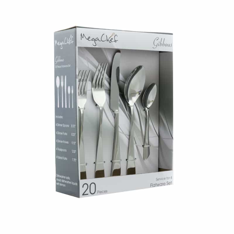 Megachef Gibbous 20 Piece Flatware Utensil Set, Stainless Steel Silverware Metal Service For 4 In s