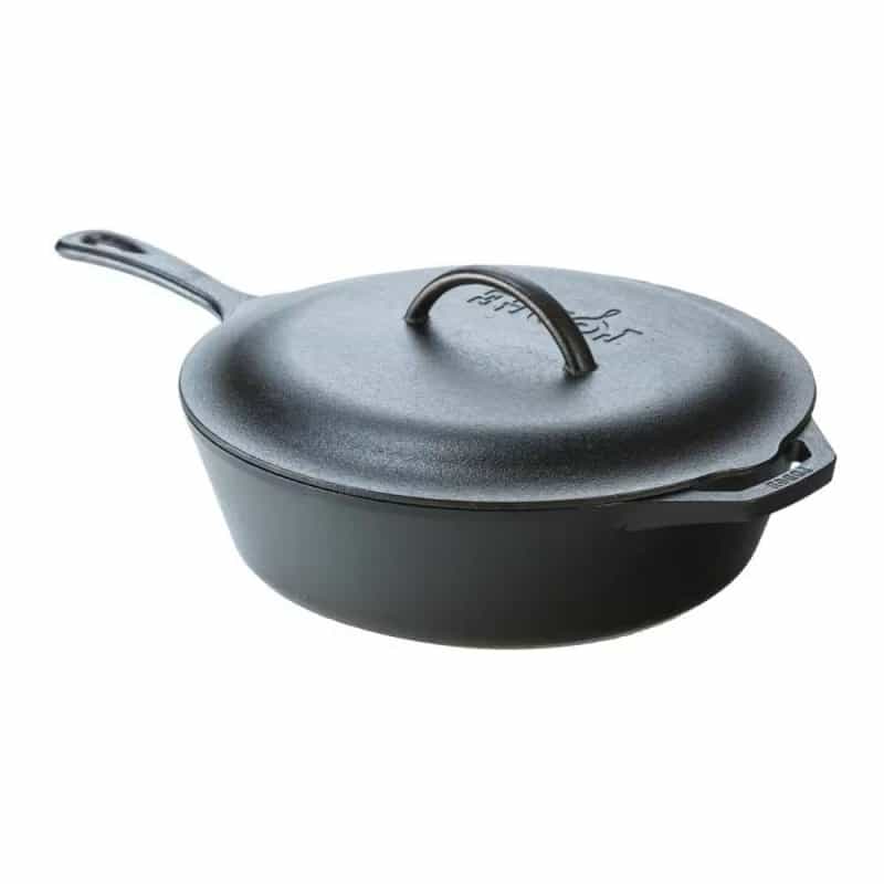 12-Inch Round Cast Iron Deep Skillet With Lid Pre-Seasoned And Made In The Usa