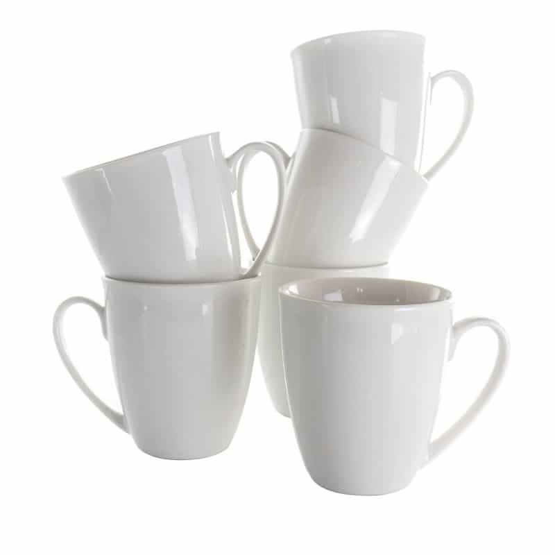 Elama Rosales 6 Piece 12 Ounce Porcelain Mug Set In White