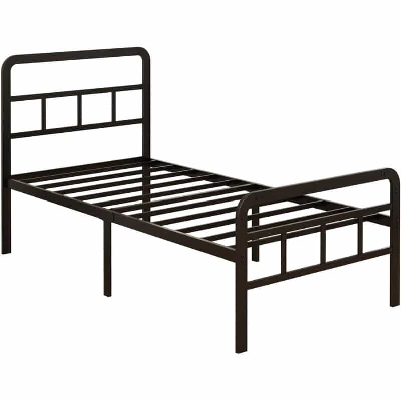 Twin Xl Heavy Duty Metal Bed Frame With Headboard And Footboard In Black