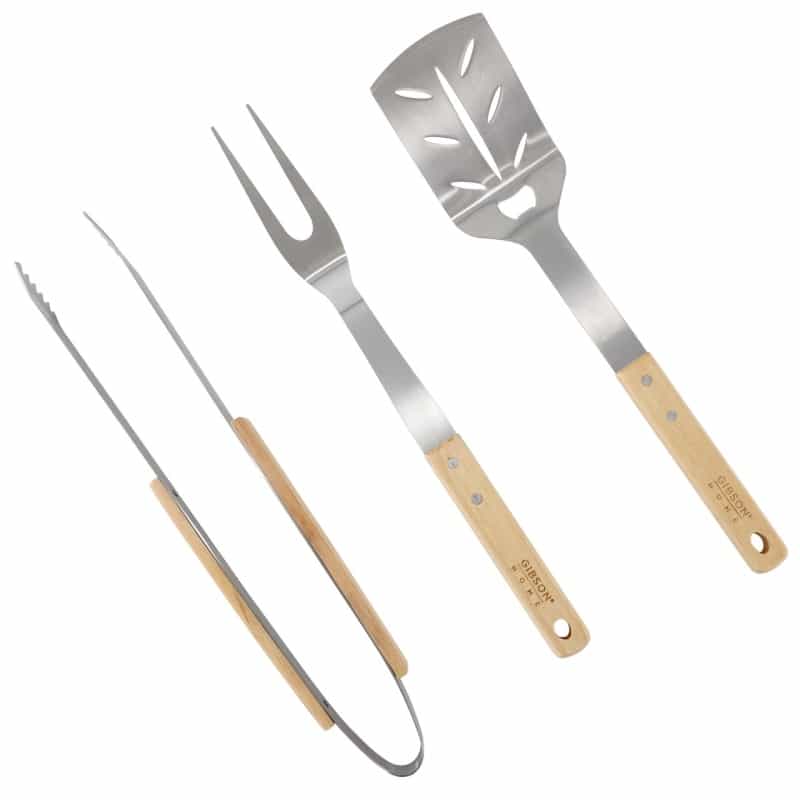 Gibson Home Barbecue Plus 3 Piece Barbecue Tool Set With Rubberwood Handles