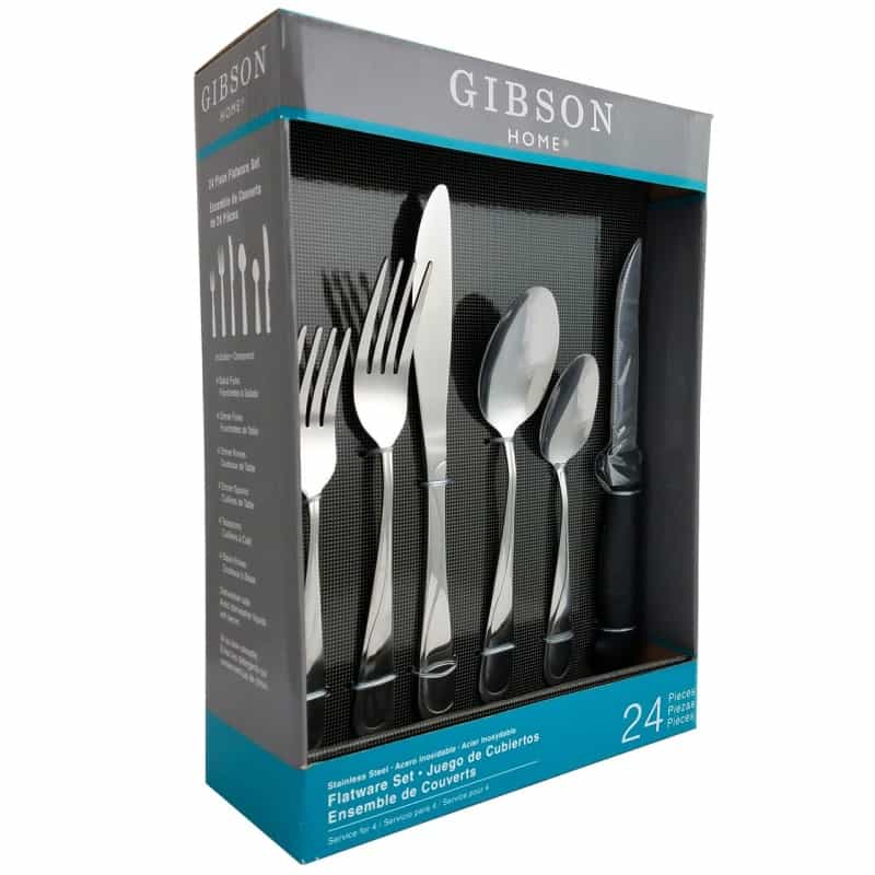Gibson Home Trillium Plus 24 Piece Stainless Steel Flatware Set With 4 Steak Knives