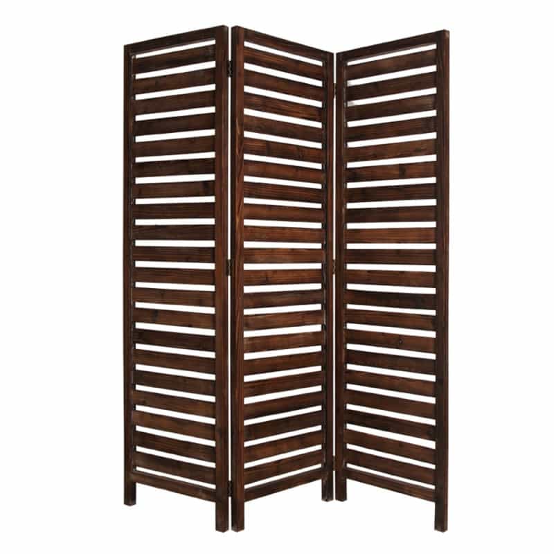 63" X 72" Brown 3 Panel Solid Wood Fortress Screen