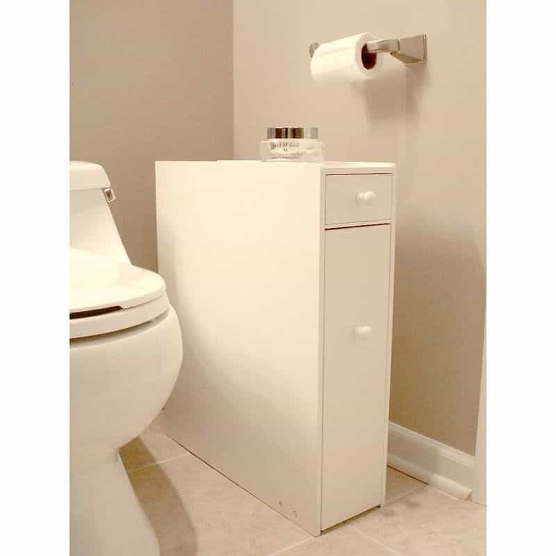 Space Saving Bathroom Floor Cabinet In White Wood Finish