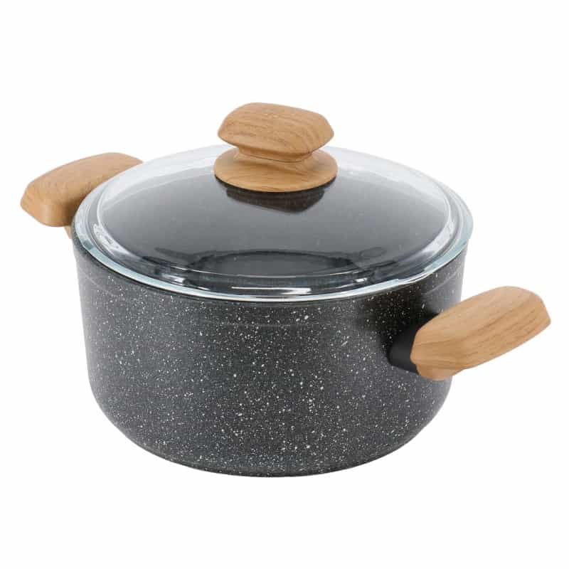 Korkmaz Montana 2 Piece 8 Liter Aluminum Nonstick Casserole Dish With Lid And Faux Wood Handles