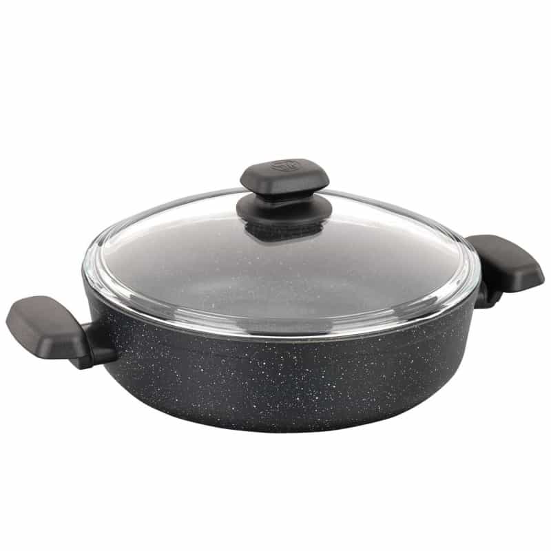 Korkmaz Ornella Non Stick 10 Inch 3.5 Liter Low Casserole With Lid In Black