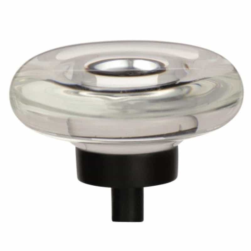 Glacio Aluminum & Glass Cabinet Knob - Clear / Black Bronze