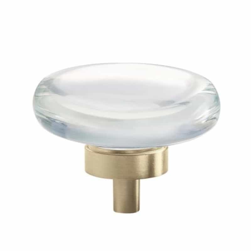 Glacio Aluminum & Glass Cabinet Knob - Clear / Golden Champagne