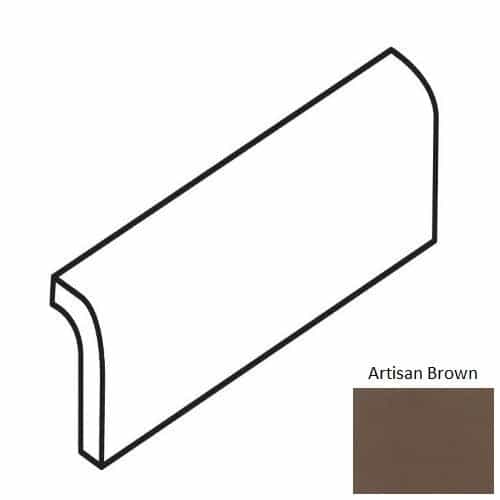 Color Wheel Classic Artisan Brown Ceramic Wall Trim - 2" X 6" Radius Bullnose