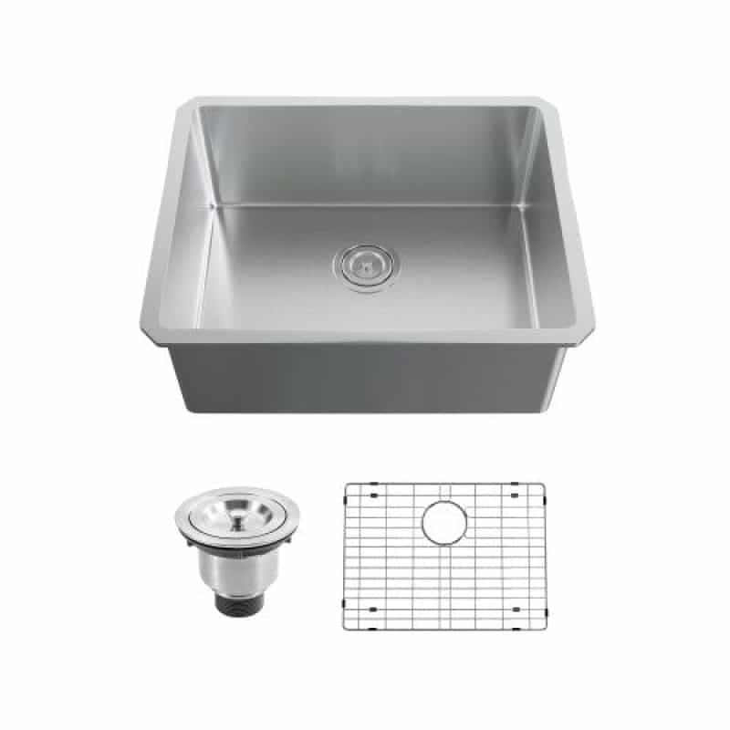 6008 2318C Stainless Steel Undermount Single Bowl Kitchen Sink - 23" X 18" X 9" With Grid & Strainer - Satin