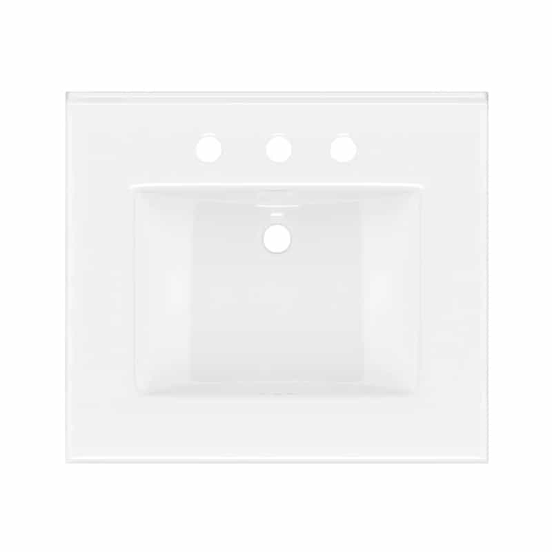 White Glossy Ceramic Vanity Top With Built In Sink - 31" X 22" - Glossy