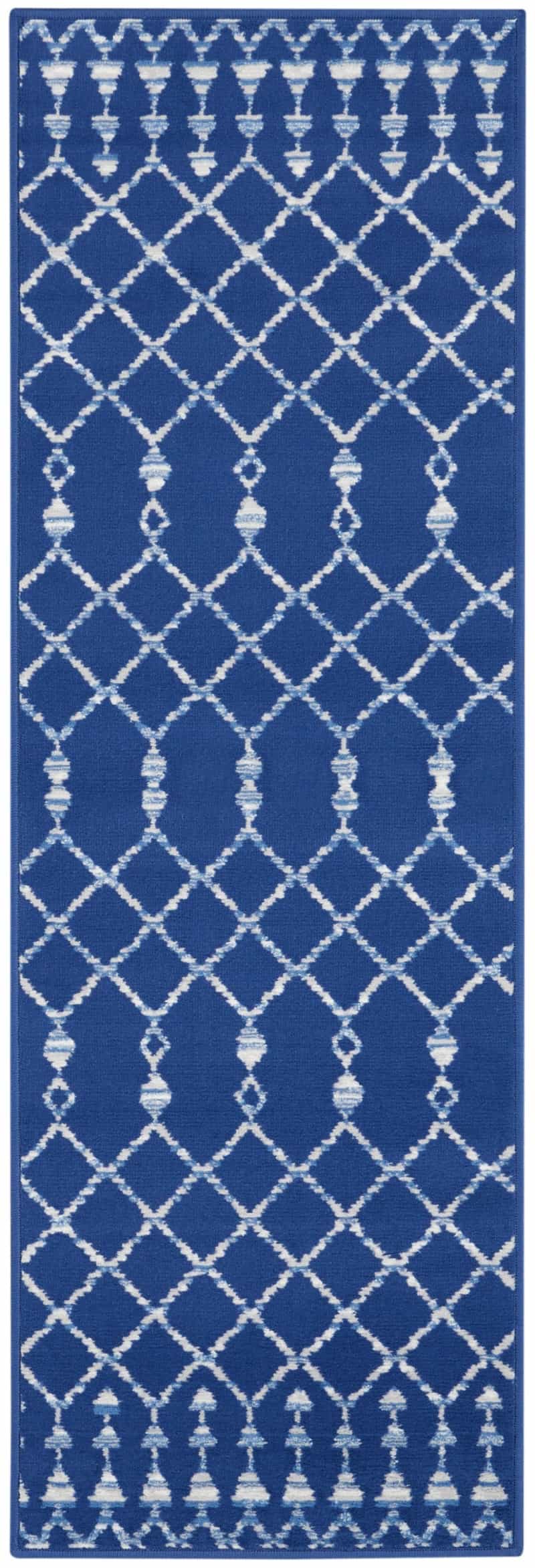 Whimsicle Whs02 Navy Polypropylene Bohemian Area Rug - 8 Ft Runner - Navy
