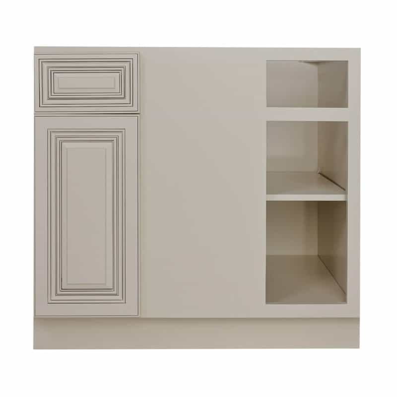 Antique White Wood Kitchen Corner Blind Base Cabinet - 36" X 24" X 34.5" (Assembly Required) - Antique White