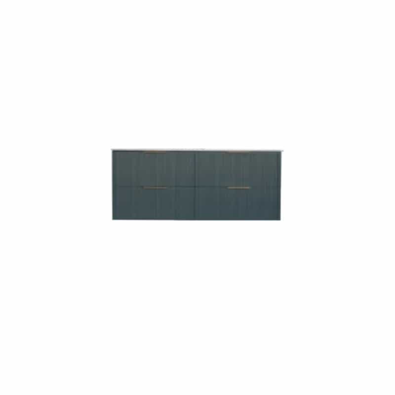 Sorrento Forest Green Wood Wall Mount Double Sink Bathroom Vanity With Porcelain Top & Black Cabinet Pull - 48" (Assembled) - Forest Green
