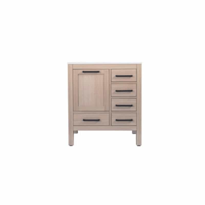 Ashley Natural Oak Wood Freestanding Bathroom Vanity With Black Cabinet Pull - 30" (Assembled) - Natural Oak