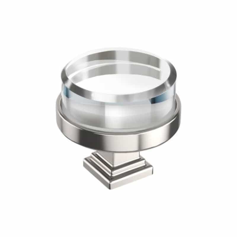 Glacio Zinc & Glass Cabinet Knob - Clear / Polished Nickel