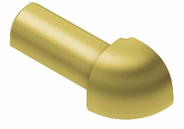 Rondec 90 Degree Outside Corner Metal Tile Edging Trim - Satin Brass Anodized Aluminum