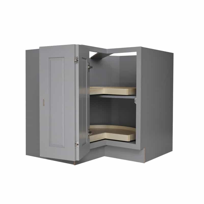 Gray Shaker Wood Kitchen Corner Lazy Susan Base Cabinet - 33" X 24" X 34.5" (Assembly Required) - Gray Shaker