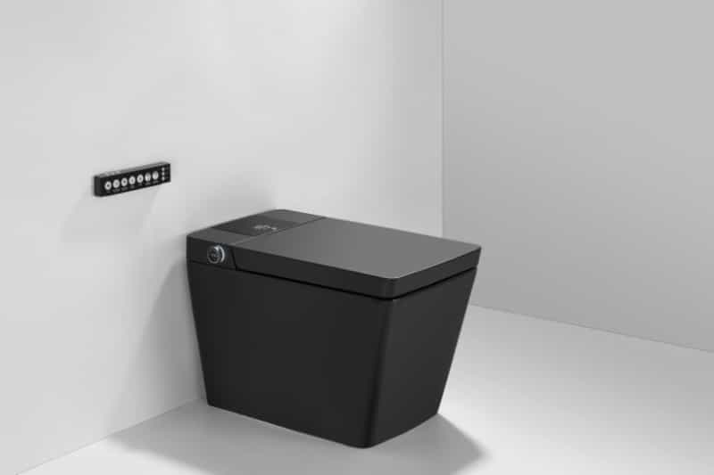 T2005mb Luxury Matte Black Tankless Smart 1.28 Gpf Rectangle Toilet - 12"(Seat Included) - Black