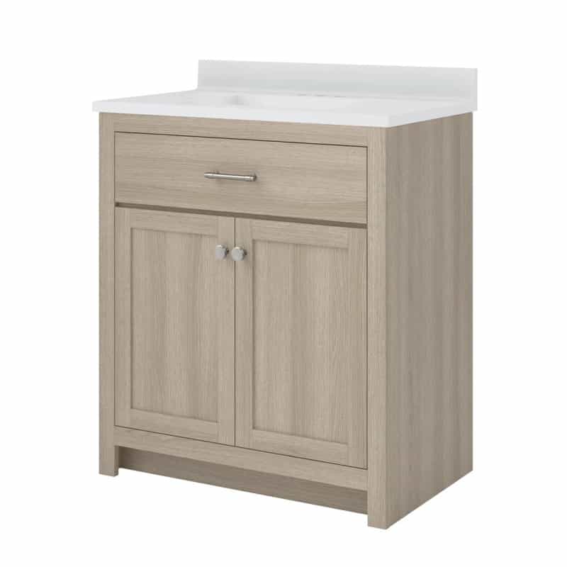Reese Light Oak Wood Freestanding Single Sink Bathroom Vanity With Cultured Marble Top - 31" - Light Oak