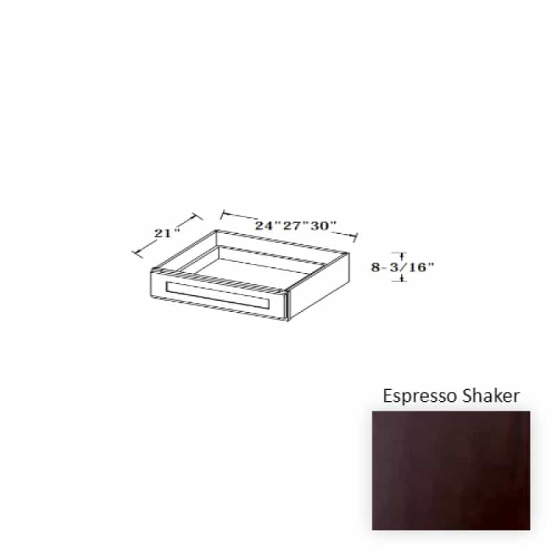 Espresso Shaker Wood Kitchen Knee Drawer - 24" X 21" X 6" - Espresso Shaker