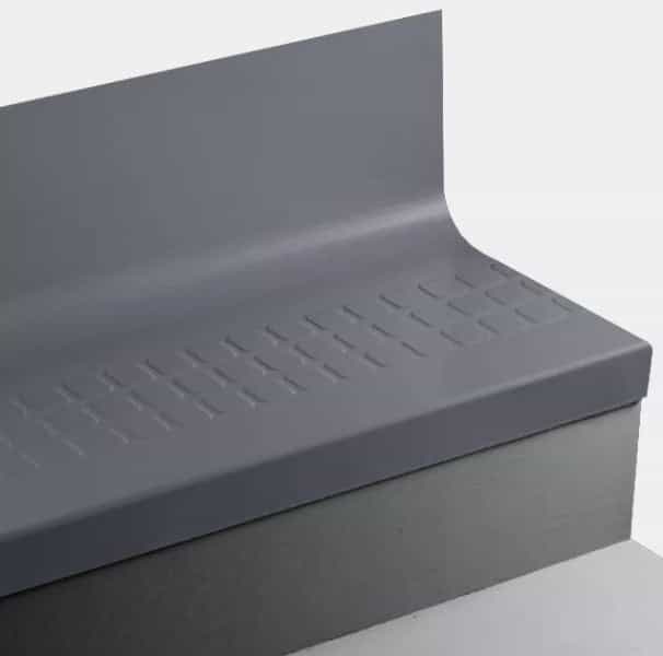 Johnsonite Blue Intensity Raised Square Rubber Moulding / Trim - 19" X 36" Angle Fit Stair Tread With Riser (Sq) - Textured