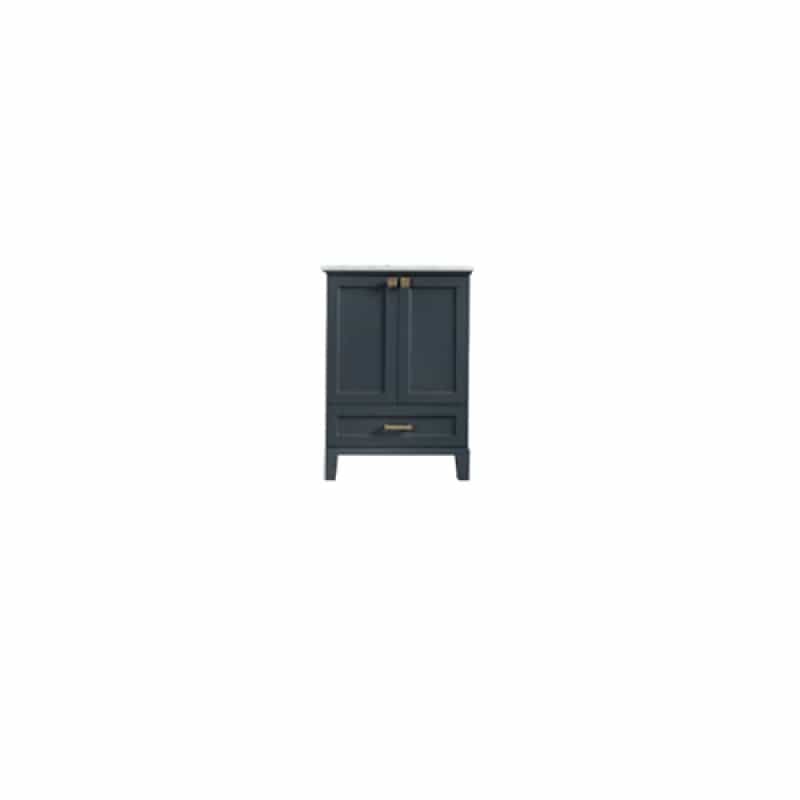 Paloma Dark Grey Wood Freestanding Single Sink Bathroom Vanity With Pure White Top & Gold Cabinet Pull - 24" (8" Faucet Hole Spacing) (Assembled) - Dark Grey