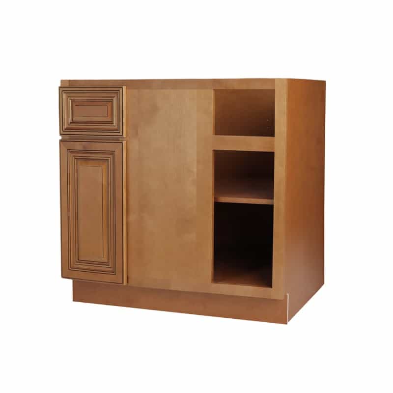 Coffee Glaze Wood Kitchen Corner Blind Base Cabinet - 39" X 24" X 34.5" (Assembly Required) - Coffee Glaze