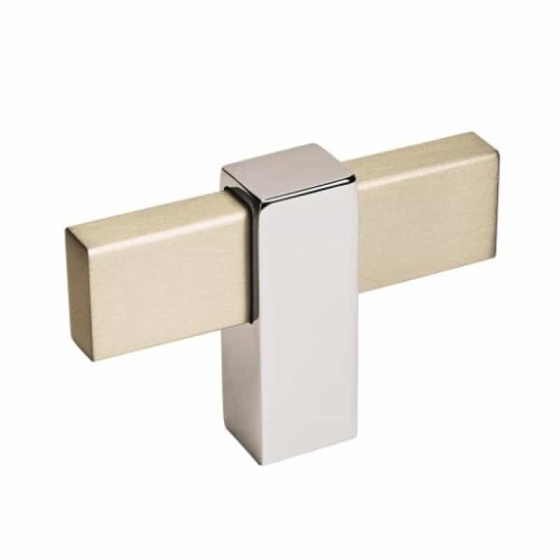 Mulino Aluminum Cabinet Knob - Silver Champagne / Polished Chrome - 2 3/8" (60 Mm) Length