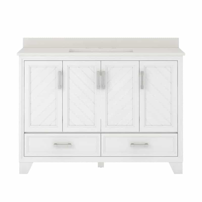 Ashlow White Oak Wood Freestanding Single Sink Bathroom Vanity With Engineered Stone Top - 48" - White Oak