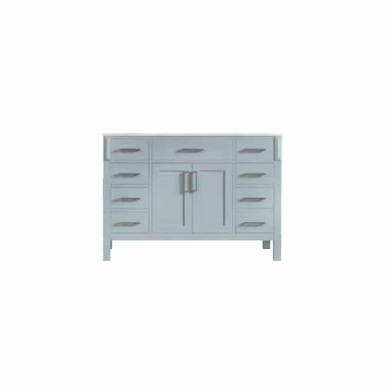 Fawna Grey Wood Freestanding Single Sink Bathroom Vanity With Pure White Top & Brushed Nickel Cabinet Pull - 48" (8" Faucet Hole Spacing) (Assembled) - Grey
