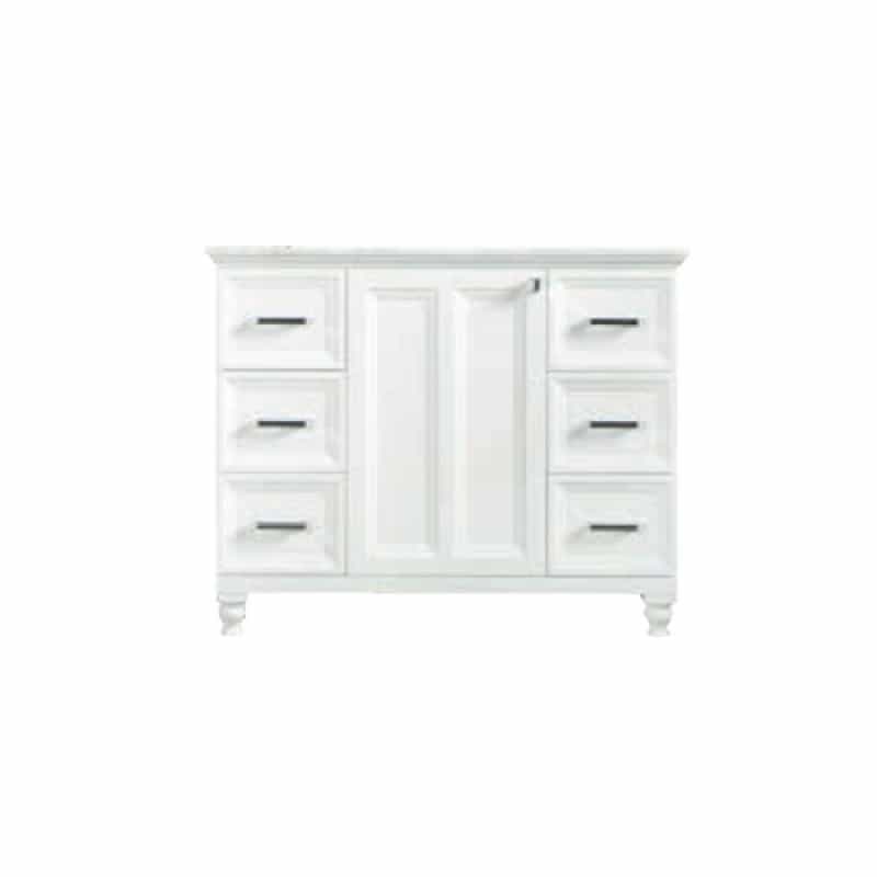 Isabel White Wood Freestanding Bathroom Vanity With Chrome Cabinet Pull - 42" (Assembled) - White