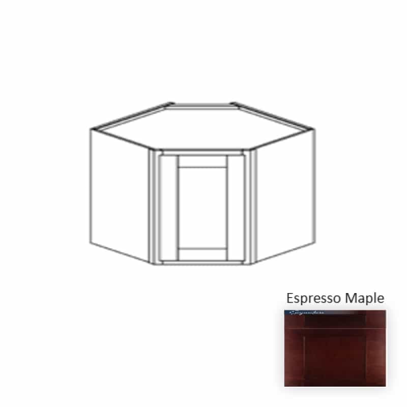 Ess.Wdc2430 Framed Shaker Classic Espresso Maple Natural Clear Coat Wood Kitchen Wall Cabinet - 24" X 30" X 12" - Natural Clear Coat
