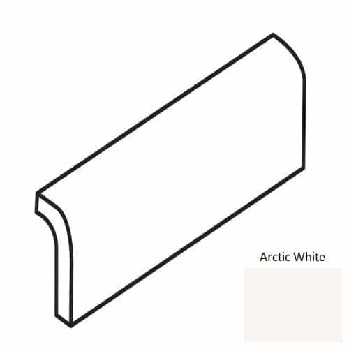 Color Wheel Classic Arctic White Ceramic Wall Trim - 2" X 6" Radius Bullnose