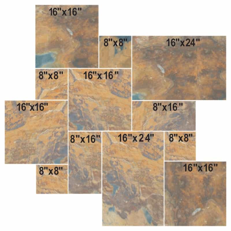 California Gold Slate Paver Versailles Pattern - Natural Cleft - Various Sizes