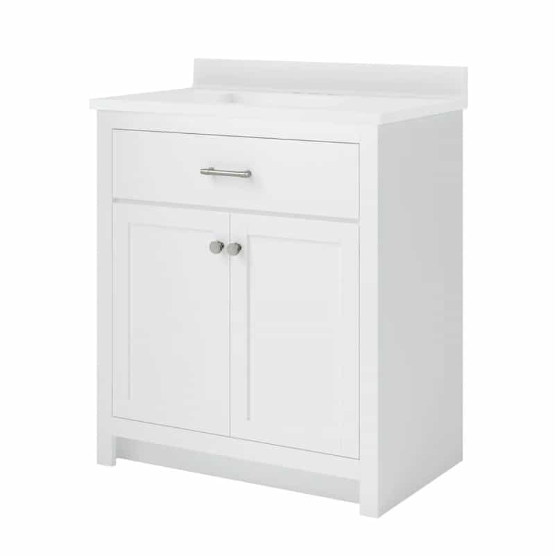 Reese White Wood Freestanding Single Sink Bathroom Vanity With Cultured Marble Top - 31" - White