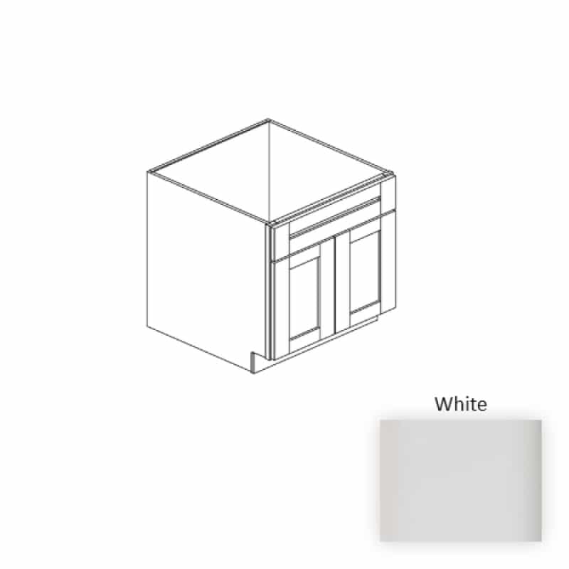 White Wood Kitchen Sink Base Cabinet - 42" X 24" X 34.5" (Assembly Required) - White