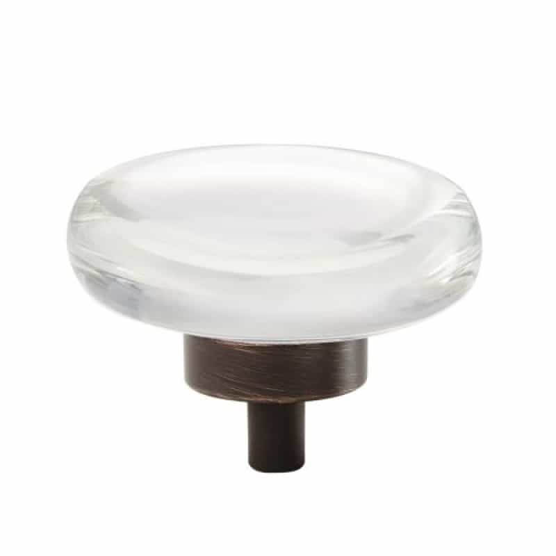 Glacio Aluminum & Glass Cabinet Knob - Clear / Oil Rubbed Bronze