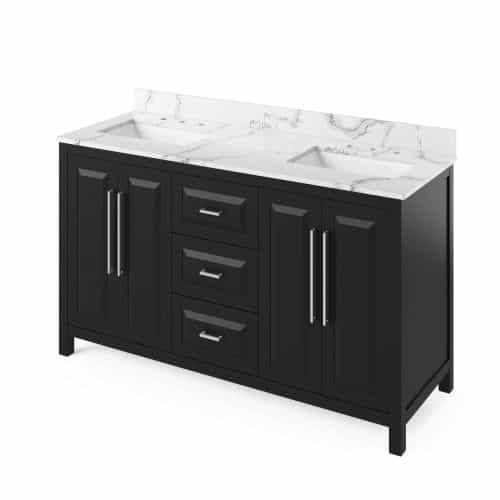 Jeffrey Alexander Black Cade Double Vanity & Calacatta Quartz