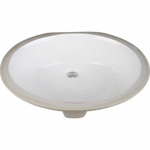 Hardware Resources 17 3/8 Inch Oval Undermount Bath Sink & Overflow